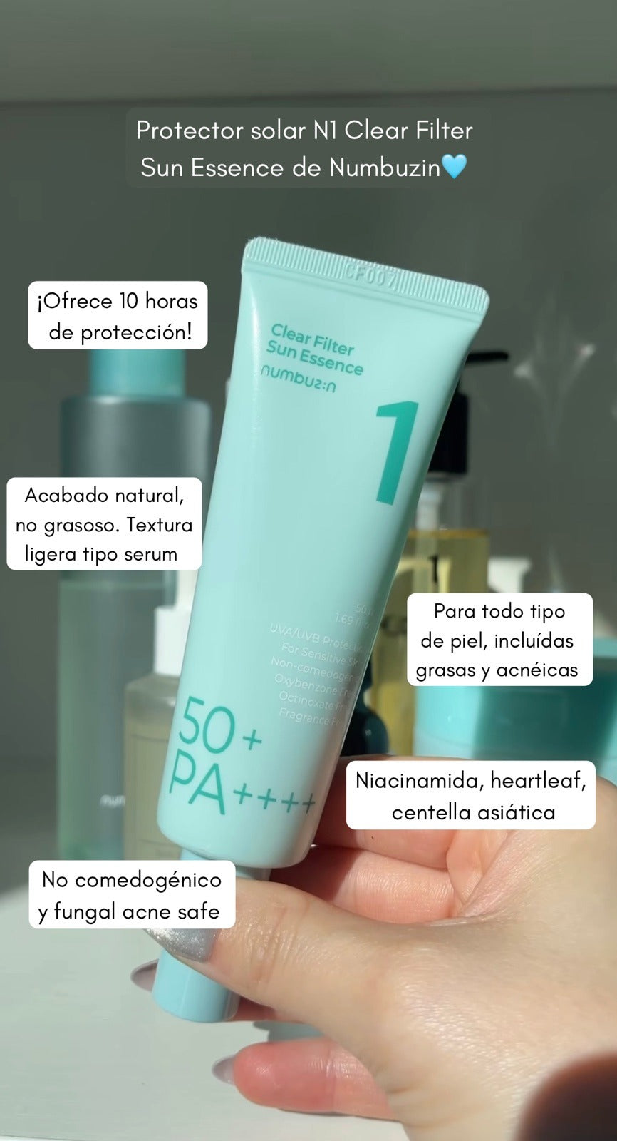 Protector solar N1 Clear Filter Sun Essence de Numbuzin
