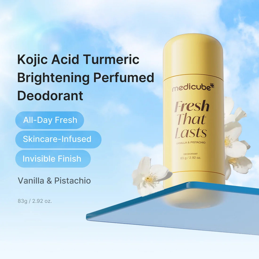 Desodorante aclarante: Kojic Acid Brightening Deodorant (Vanilla & Pistachio) de Medicube