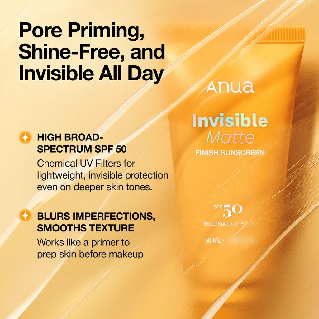 Protector solar Invisible Matte Finish Sunscreen de Anua
