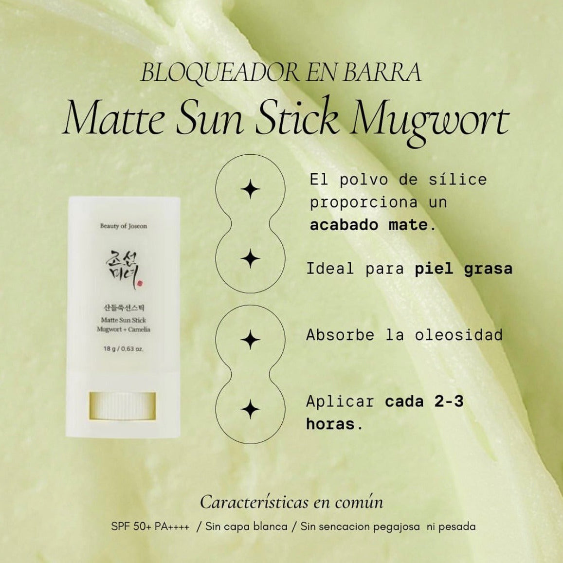 Protector solar en barra Matte Sun Stick Mugwort + Camelia de Beauty of Joseon