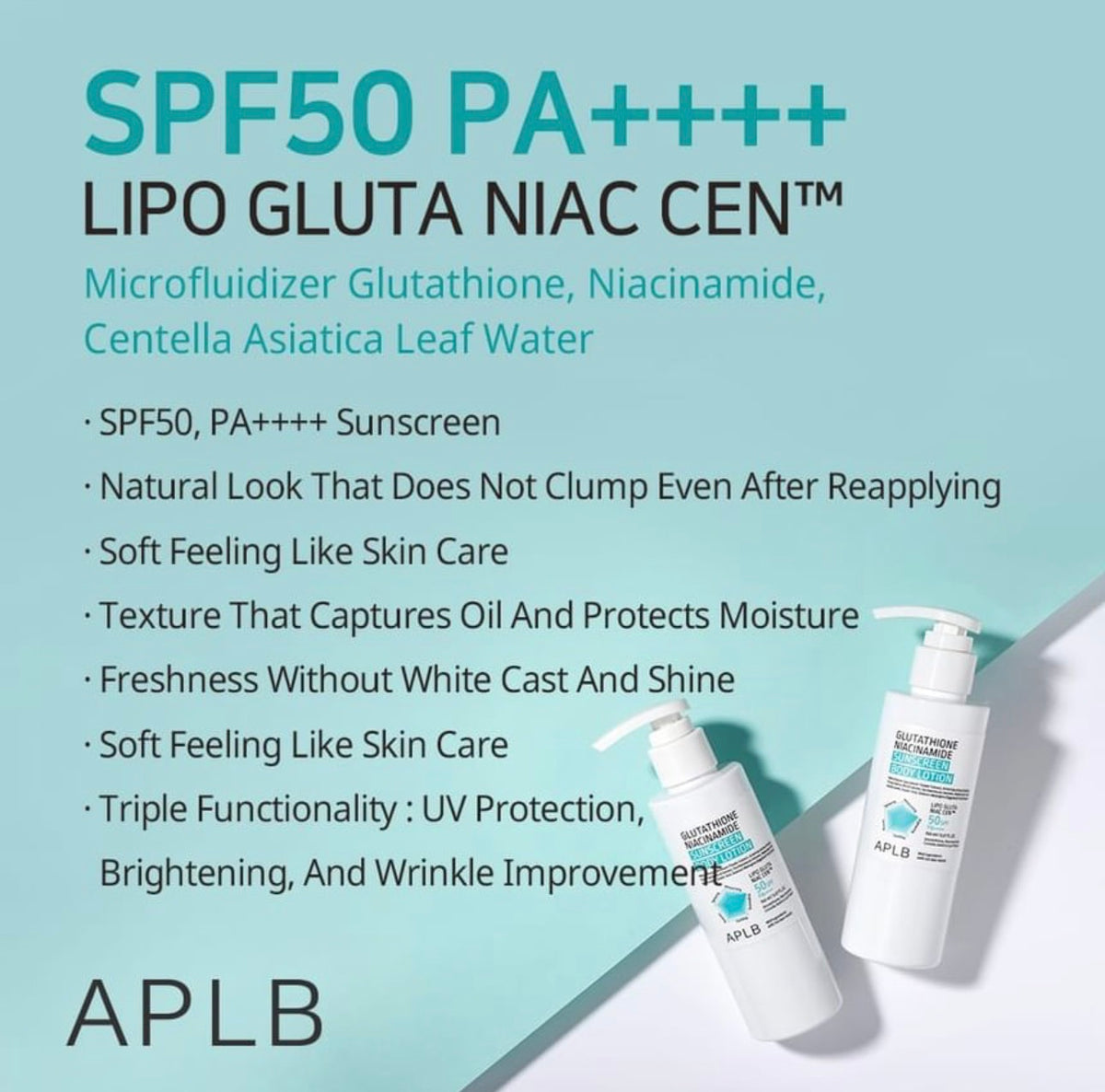 Protector solar corporal Glutathione Niacinamide Sunscreen Body Lotion de APLB