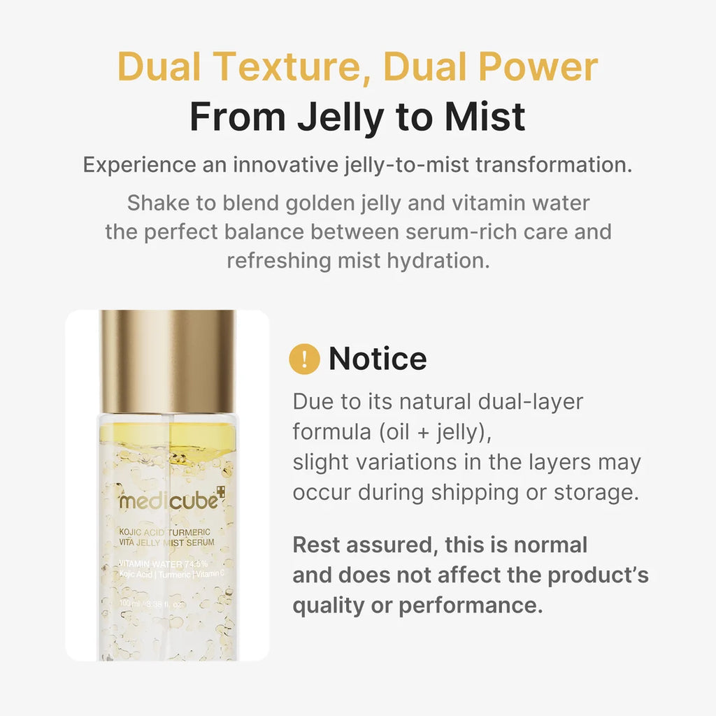 Kojic Acid Turmeric Vitamin Gold Jelly Mist Serum de Medicube