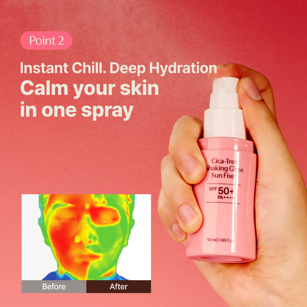 Protector solar en spray: Cica-Tree Shaking Glow Sun Fixer de Tage