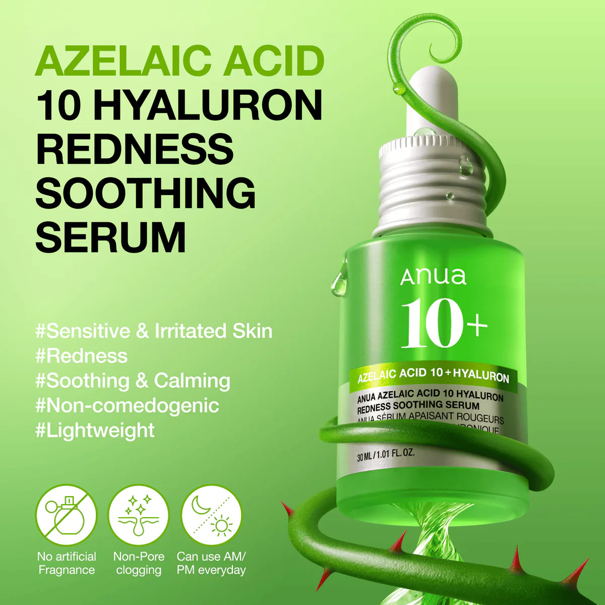 Azelaic Acid 10 Hyaluron Redness Soothing Serum de Anua