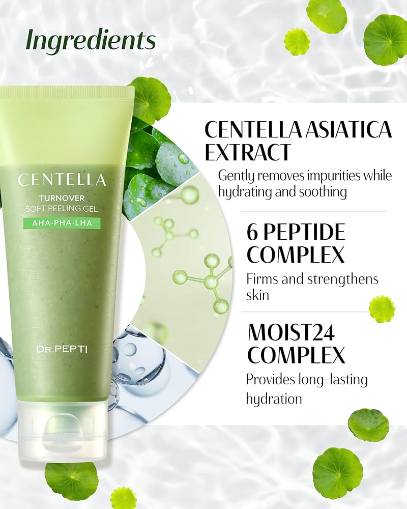 Gel exfoliante exprés: Centella Turnover Soft Peeling Gel AHA PHA LHA de Dr. Pepti