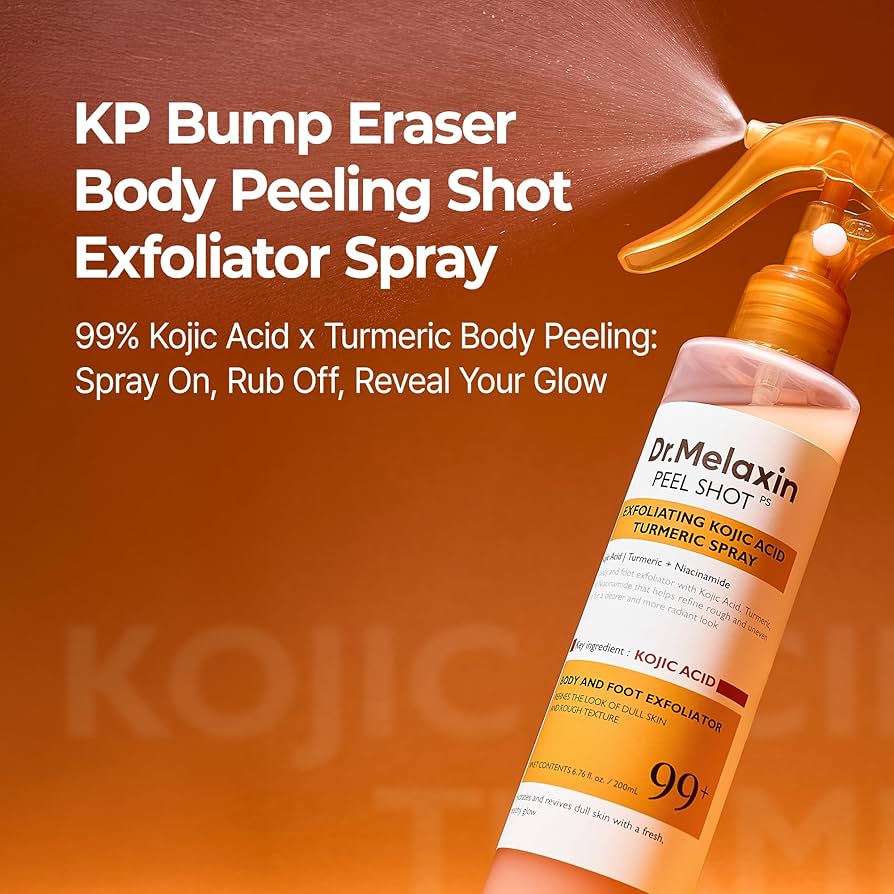 Exfoliante corporal: Peel Shot Kojic Acid Turmeric Body Spray de Dr. Melaxin