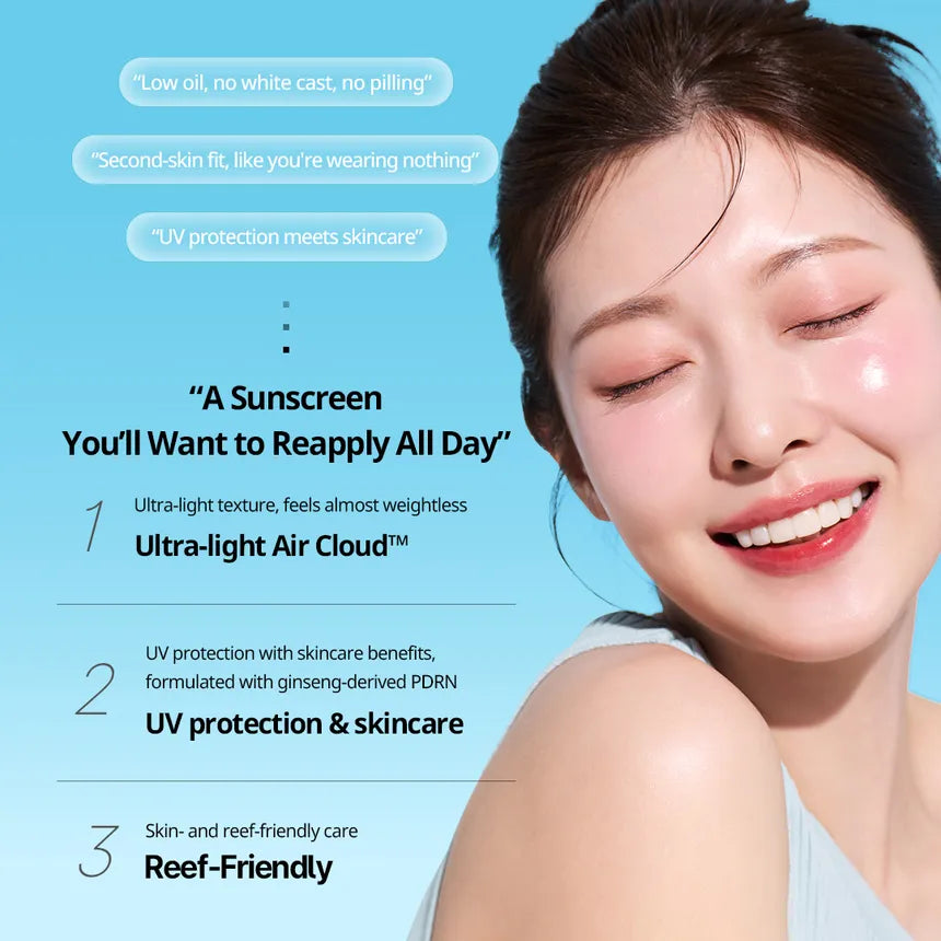 Protector solar PDRN Air Cloud Sunscreen de VT Cosmetics