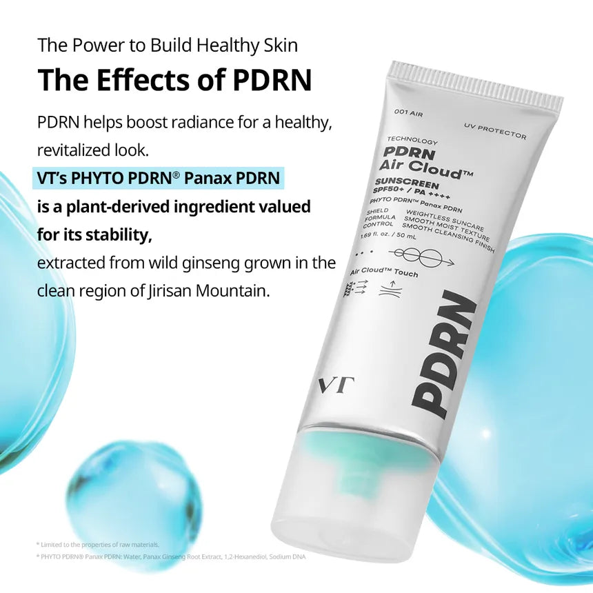 Protector solar PDRN Air Cloud Sunscreen de VT Cosmetics
