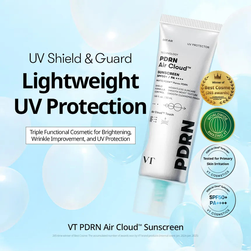Protector solar PDRN Air Cloud Sunscreen de VT Cosmetics